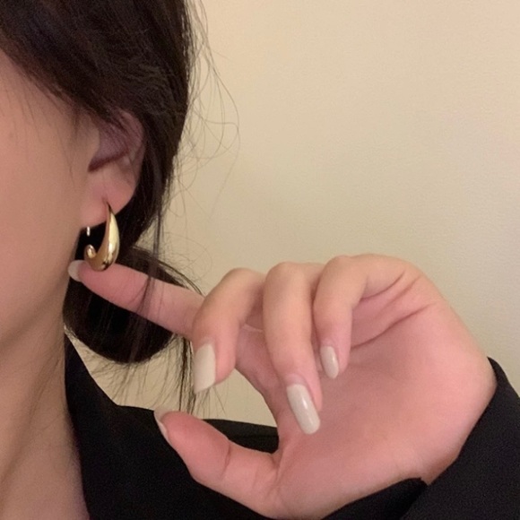 NEW 925 Sterling Silver C Shaped Hoop Drop Earrings - Picture 9 of 9